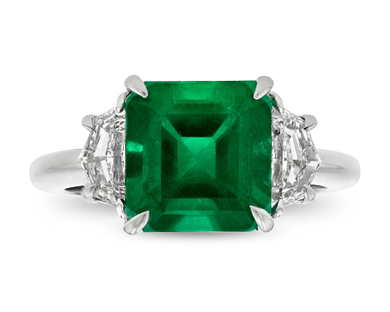 Vintage Style Rings -Emerald Cut Emerald Ring, 3.40 Carats