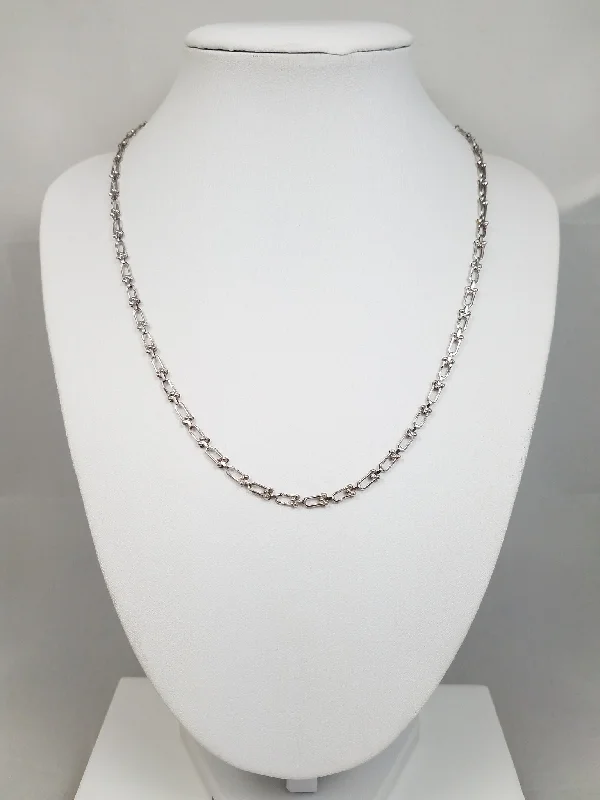 Ladies Necklaces with Bronze Enstatite-New 18k White Gold Fancy Link 17.5" Necklace