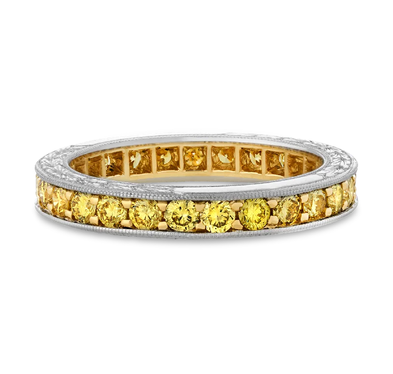 Narrow Statement Rings -Raymond Yard Yellow Diamond Eternity Ring, 1.18 Carats