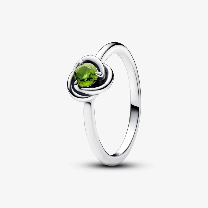 Oval Shape Rings -PANDORA : August Spring Green Eternity Circle Ring