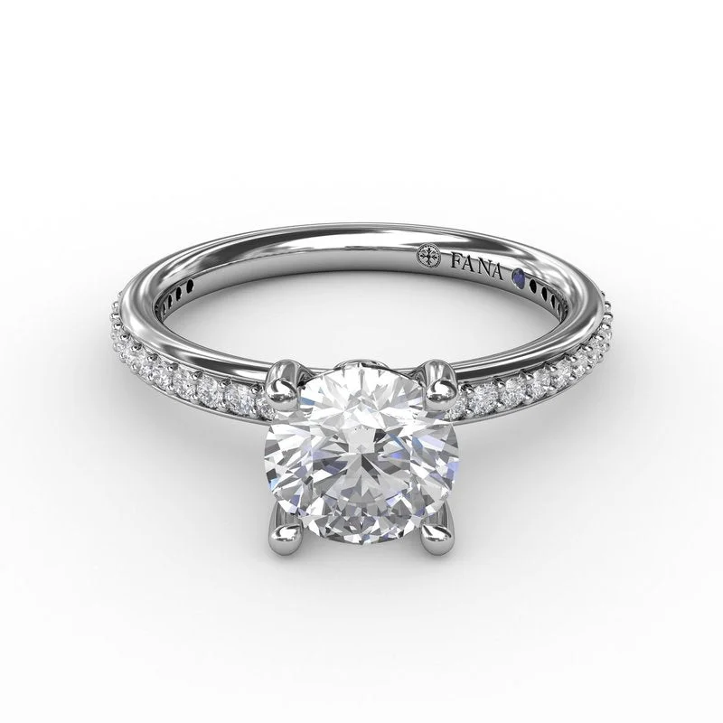 Bridal Engagement Rings -Classic Solitaire Engagement Ring With Diamond Band S3206