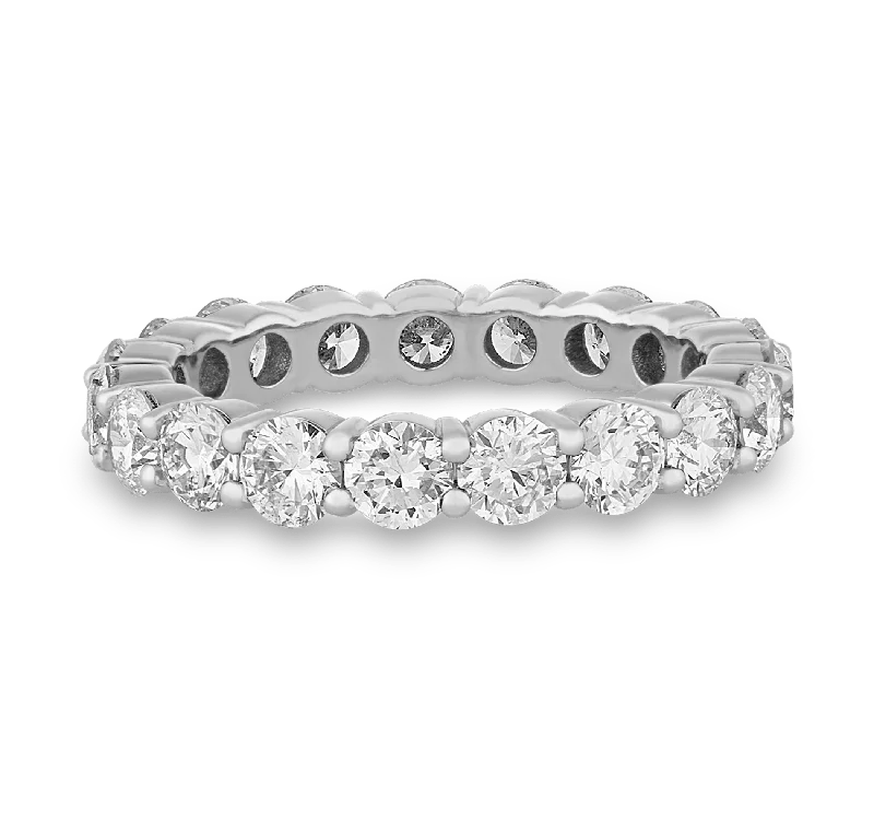 Brushed Metal Rings -Endless Diamond Eternity Ring, 2.05 Carats