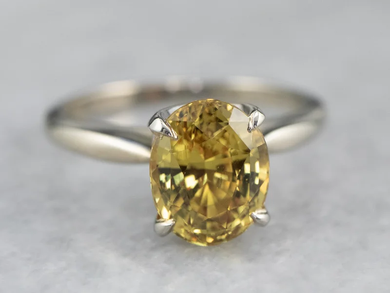 Futuristic Engagement Rings -Modern Yellow Sapphire Solitaire Engagement Ring