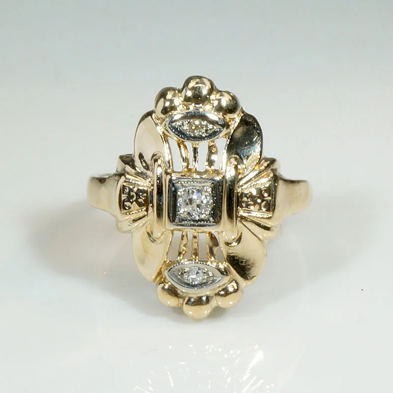 Spinner Style Rings -Diamond Art Deco Dinner Ring in Two-Tone Gold