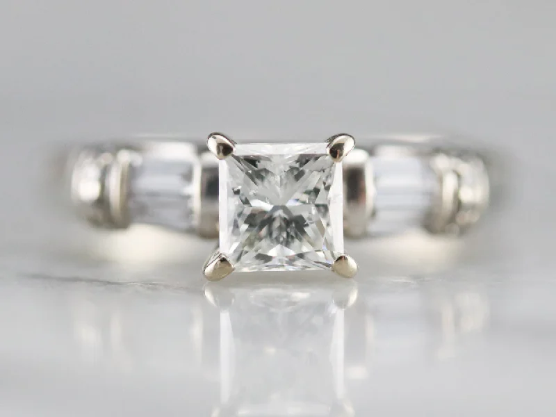 Puzzle Engagement Rings -Modern Princess Cut Diamond Engagement Ring