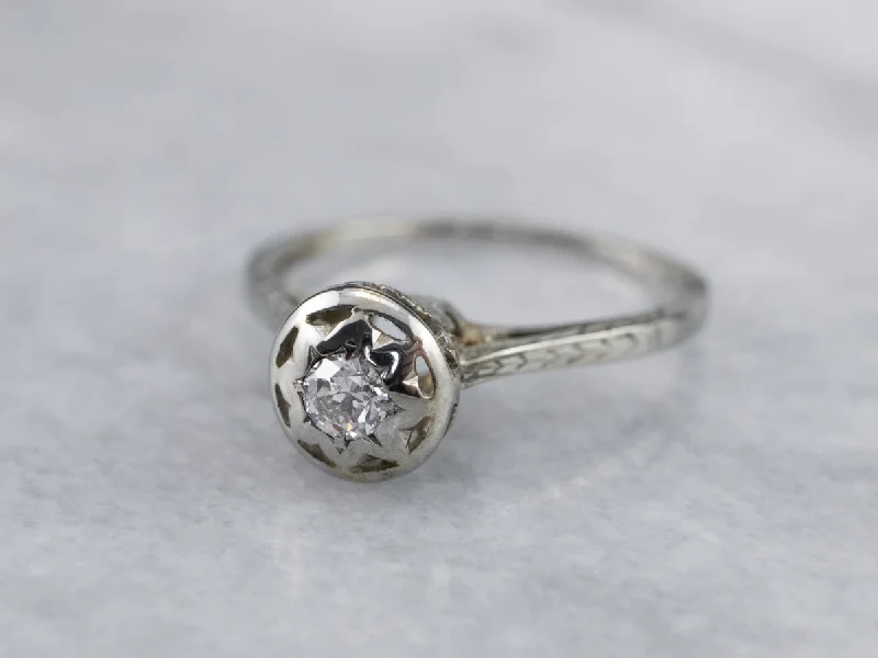 Architectural Engagement Rings -Starburst Deco Diamond Engagement Ring