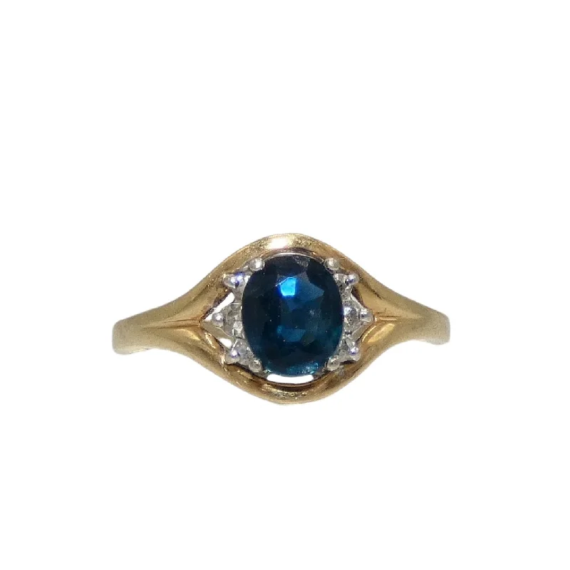 Antique Look Rings -14K Gold Sapphire & Diamond Ring