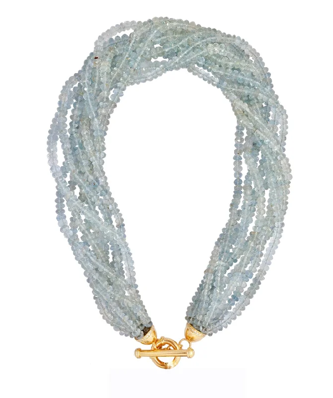 Ladies Necklaces with Mint Serpentine-Toggle Necklace - Aquamarine and Diamond  (2217B)