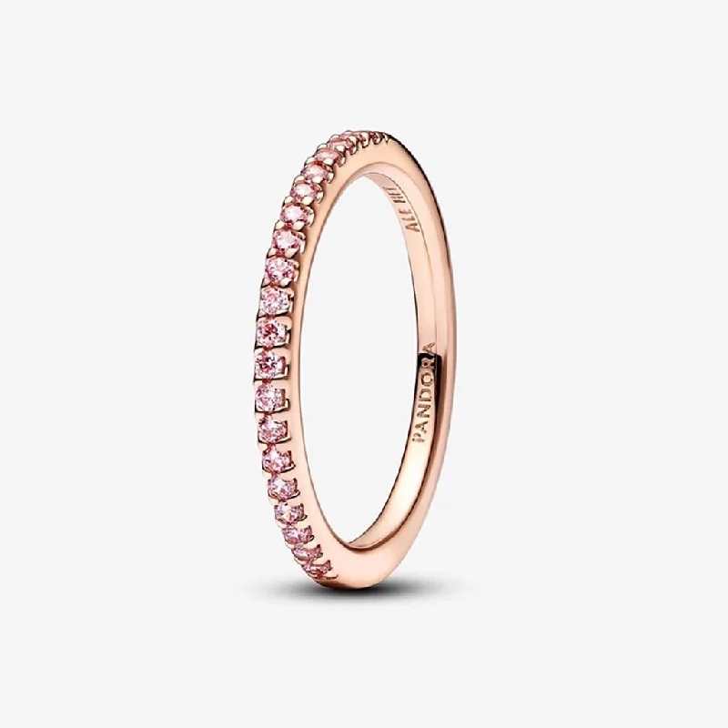 Rose Gold Stackable Rings -PANDORA : Sparkling Pink Band Ring