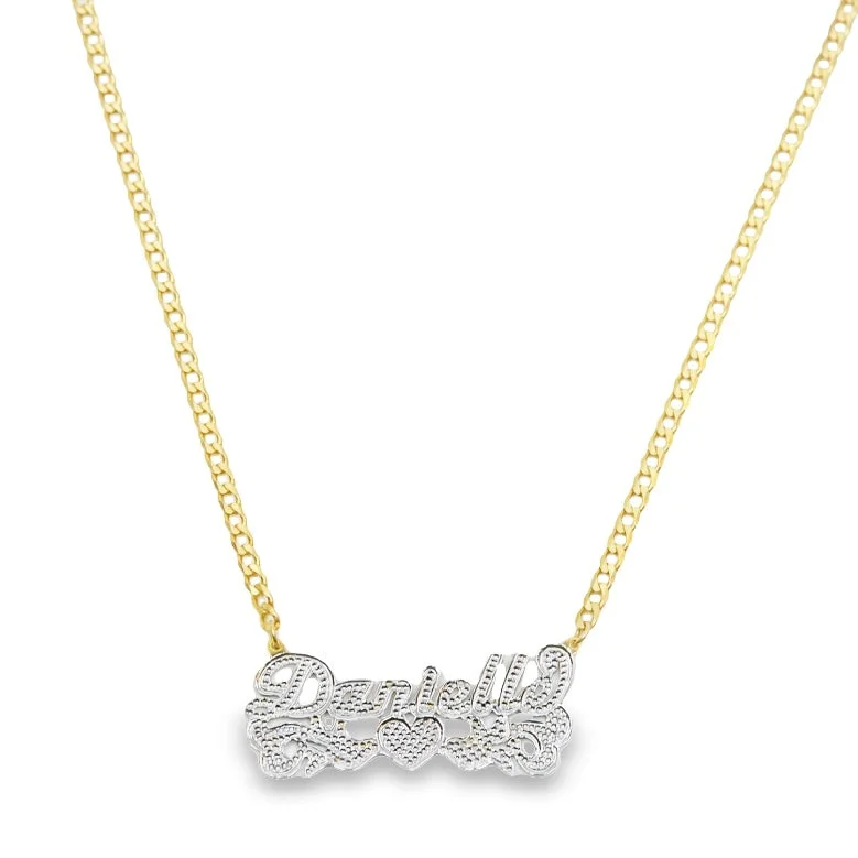 Ladies Necklaces for Casual Days-THE CLASSIC ORNATE HEART NAMEPLATE NECKLACE