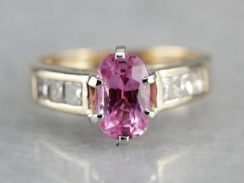 Serenity Engagement Rings -Modern Pink Sapphire Anniversary or Engagement Ring