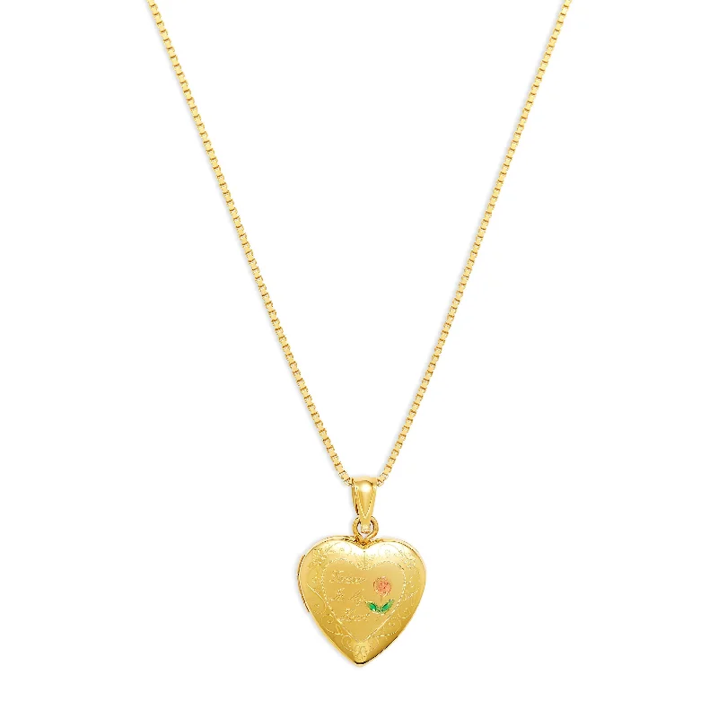 Ladies Necklaces with Gold Fibrolite-THE FOREVER IN MY HEART PHOTO LOCKET NECKLACE