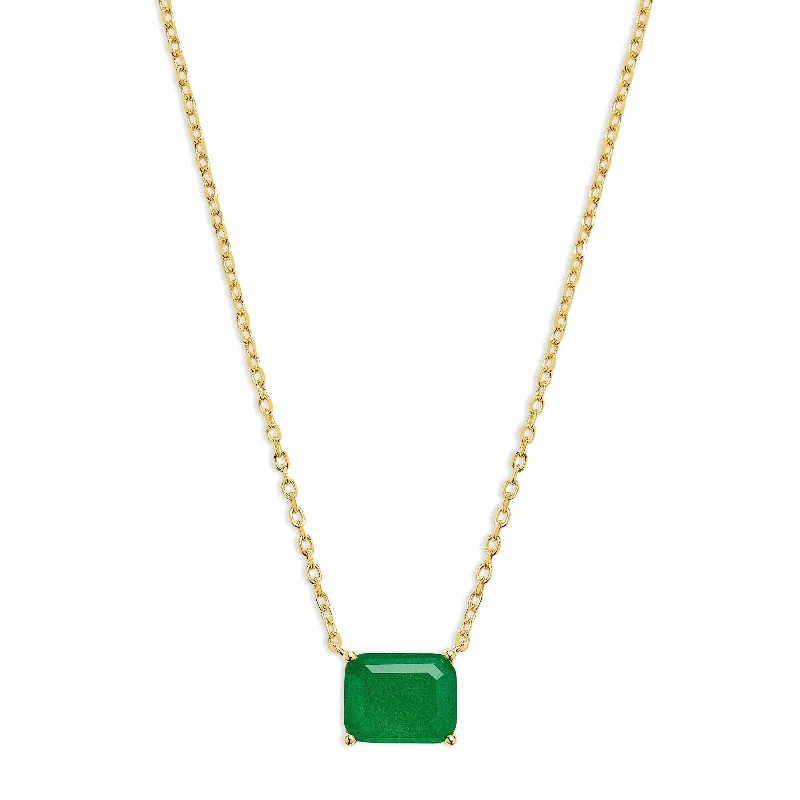 Ladies Necklaces for Veterans-THE GREEN SOLITAIRE EMERALD NECKLACE