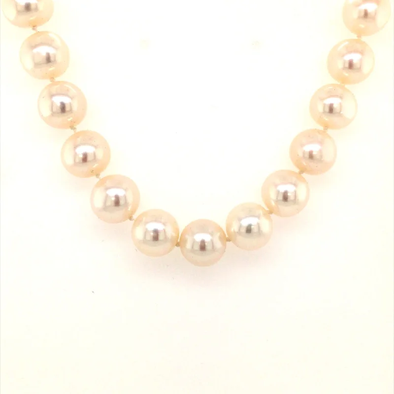 Ladies Necklaces with Lotus Drop-17" Strand Freshwater Pearl Necklace in Yellow Gold