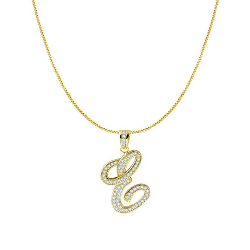 Ladies Necklaces with Pure Danburite-THE ICED OUT SCRIPT INITIAL NECKLACE