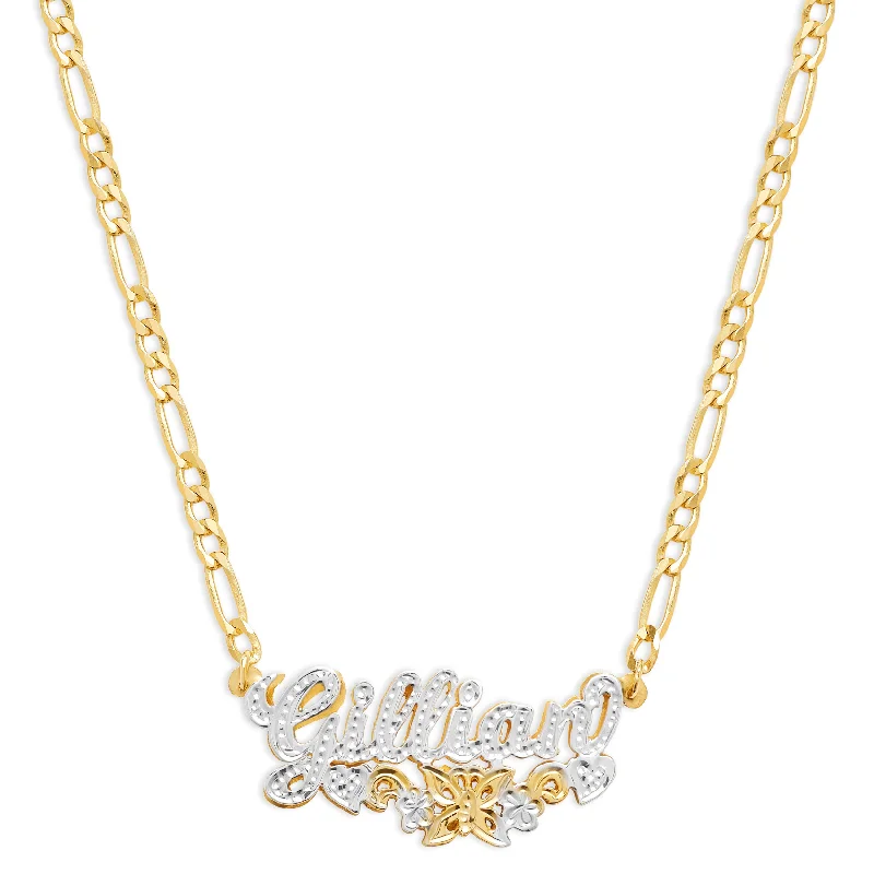 Ladies Necklaces for Mentors-THE BUTTERFLY FLOWER NAMEPLATE NECKLACE