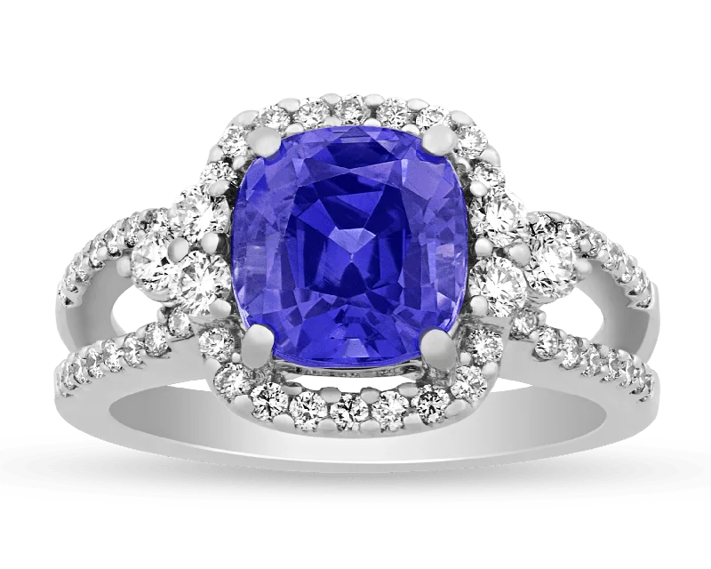 Geometric Shape Rings -Untreated Purple Sapphire Ring, 3.16 Carats