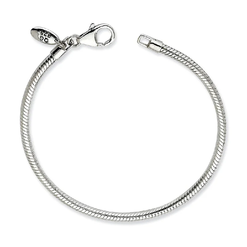 Ladies Dog Bracelets -Sterling Silver 3mm Snake Chain Starter Bead Charm Bracelet or Anklet