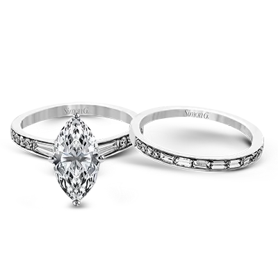 Organic Engagement Rings -Marquise-cut Engagement Ring & Matching Wedding Band in 18k Gold with Diamonds MR2220-MQ