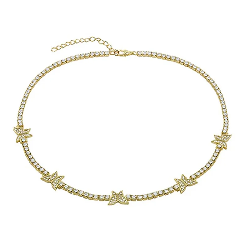 Ladies Necklaces with Gold Sphalerite-THE PAVE' BUTTERFLY COLLAR NECKLACE