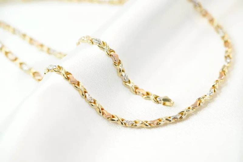 Ladies Twisted Bracelets -14k XO Necklace and Bracelet Set