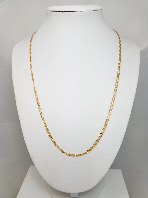 Ladies Necklaces for Loving Aunts-Sparkling 18k Yellow Gold Singapore Link Double Strand 20" Necklace