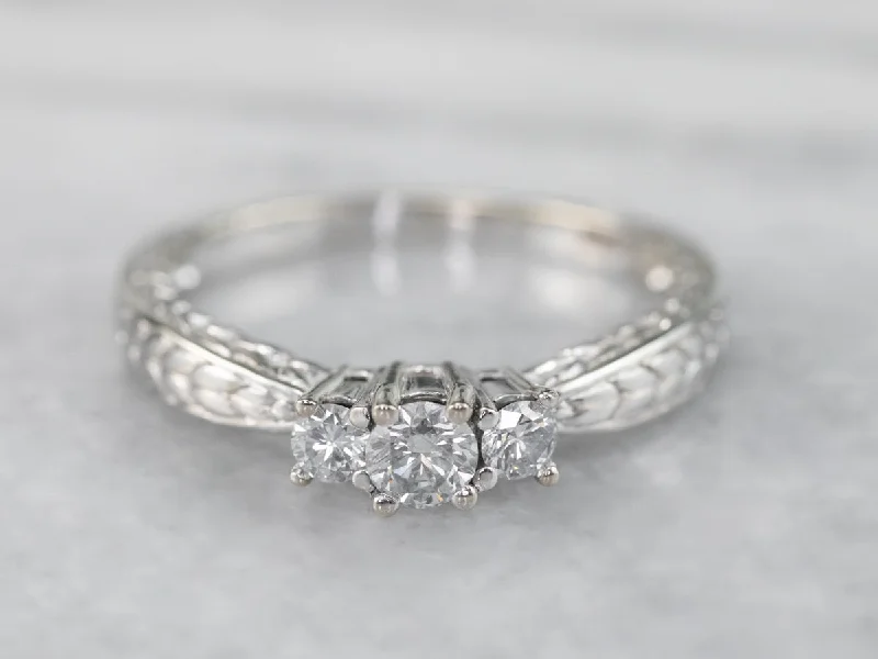 Flashy Engagement Rings -Wheat Pattern Diamond Engagement Ring