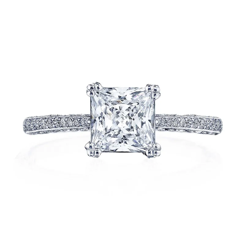 Custom Engagement Rings -Classic Crescent | Princess Solitaire Engagement Ring 2680PR6