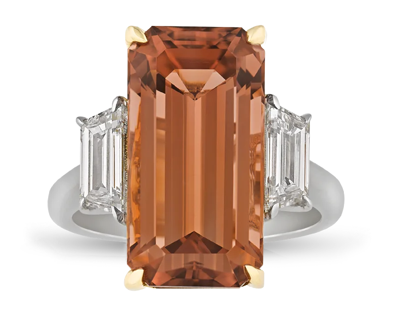 Motivational Band Rings -Peach Tourmaline Ring, 10.79 Carats