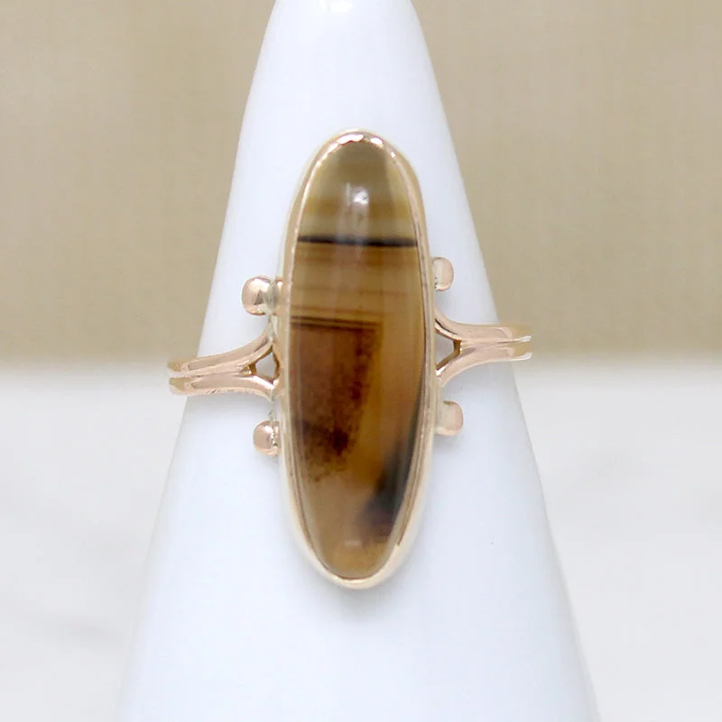 Galaxy Glow Rings -Sumptuous Plaid Agate in Gold Victorian Ring