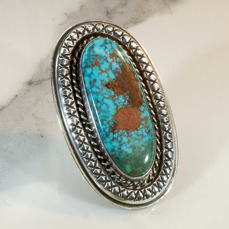 Straight Edge Rings -Stunning Statement Ring with Incredible Turquoise