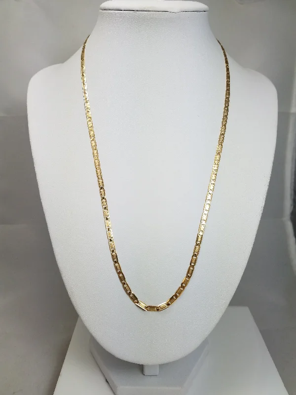 Ladies Necklaces for Veterans-Unique Solid Fancy Link 14k Yellow Gold 20" Necklace