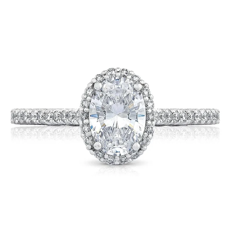 Green Diamond Engagement Rings -Petite Crescent | Oval Bloom Engagement Ring HT254715OV75X55