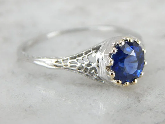 Mood Engagement Rings -Gorgeous Sapphire, Art Deco Filigree Engagement Ring