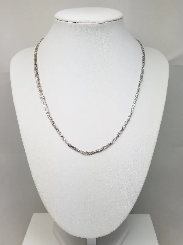 Ladies Necklaces with Pink Quartz-14k White Gold Multi-Strand 17" Necklace