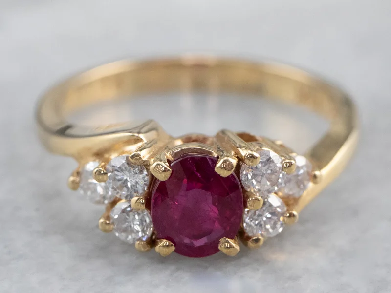 Eye-Catching Engagement Rings -Ruby and Diamond Engagement Ring