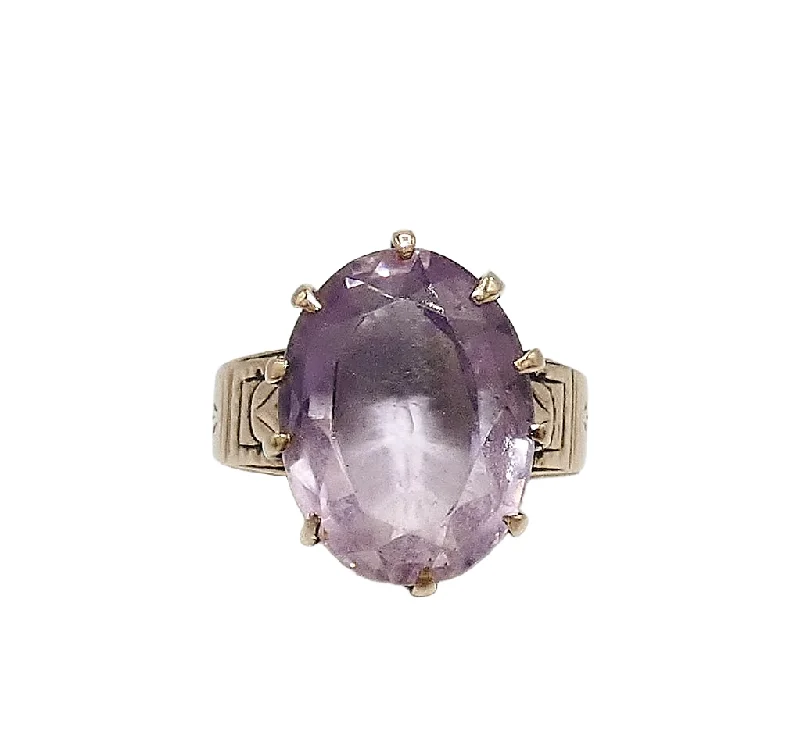 Serenity Band Rings -10K Rose Gold Antique Amethyst Ring