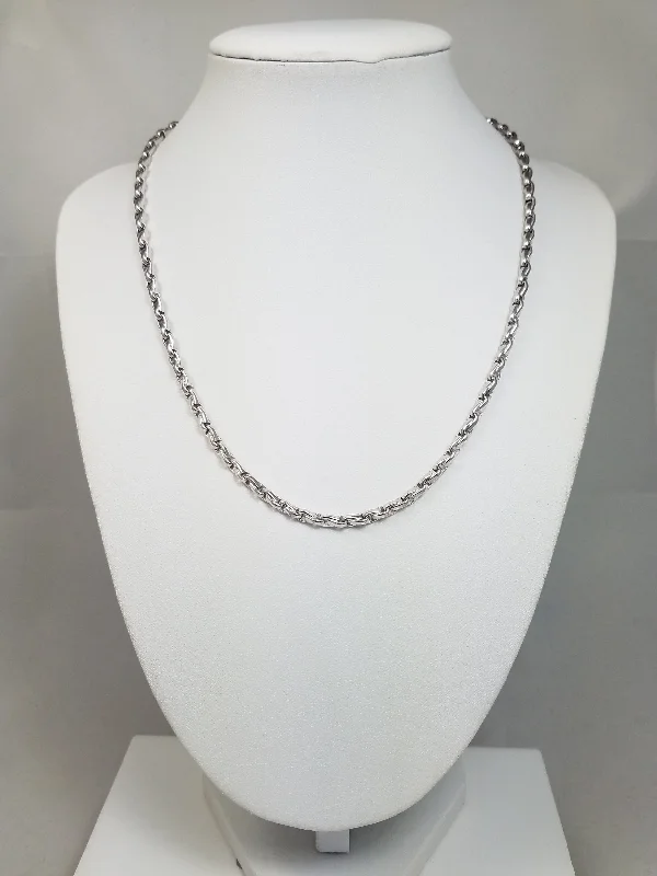 Ladies Necklaces with Mint Serpentine-New 17.25" 14k White Gold Fancy Link Solid Chain Necklace