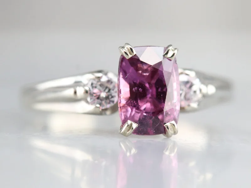 Bridal Engagement Rings -Modern Pink Sapphire and Diamond Engagement Ring