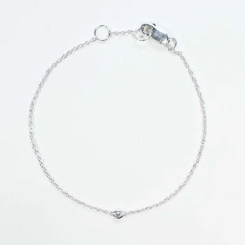 Ladies Engraved Bracelets -3mm Silver Crystal Solitaire Bracelet