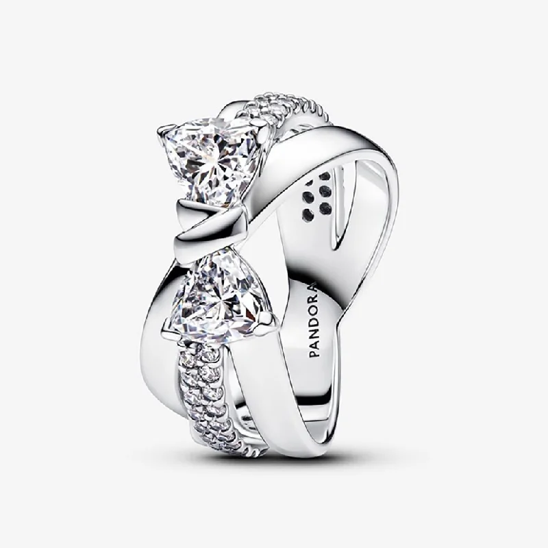 Infinity Design Rings -PANDORA : Sparkling Bow Crossover Ring