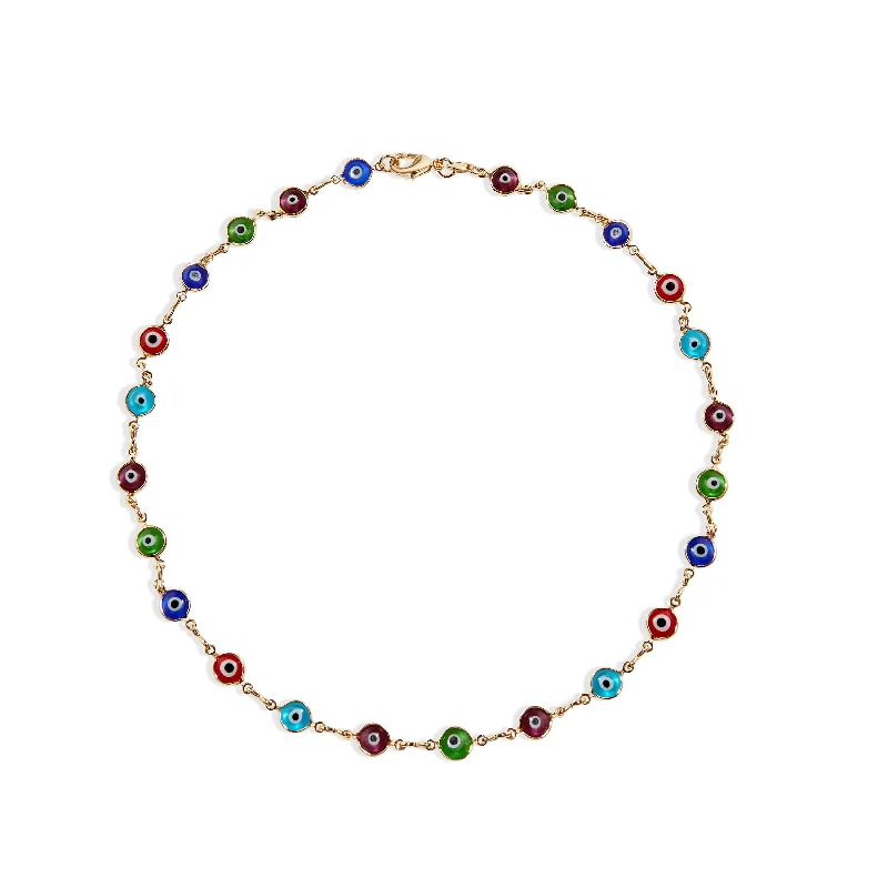 Ladies Necklaces with Colorful Beads-THE MULTI COLOR EVIL EYE LINK NECKLACE