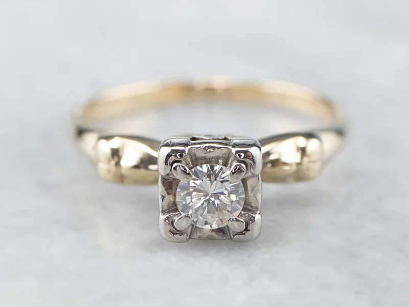 Astrology Engagement Rings -Retro Diamond Gold Engagement Ring