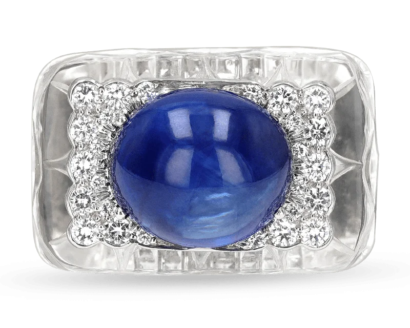 Beach Vibe Rings -David Webb Sapphire Cabochon Ring, 17.20 Carats