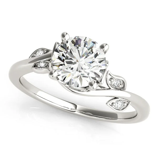 Solitaire Engagement Rings -14K Leaf Engagement Ring