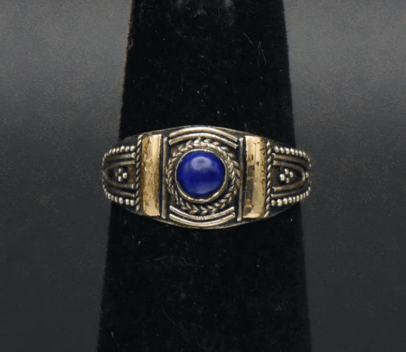 Spinner Style Rings -Vintage Handmade Lapis Lazuli Sterling Silver Ring Ring - Size 3