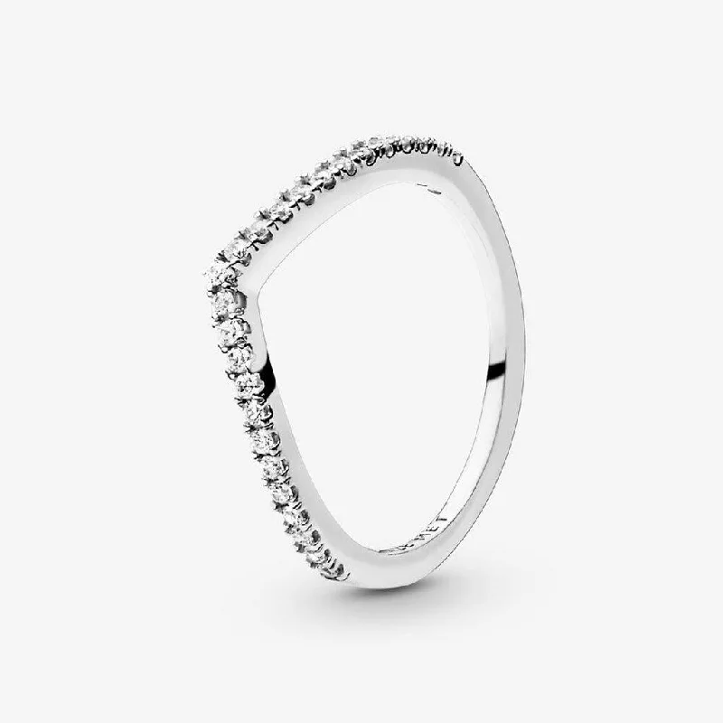 Confidence Stone Rings -PANDORA : Sparkling Wishbone Ring