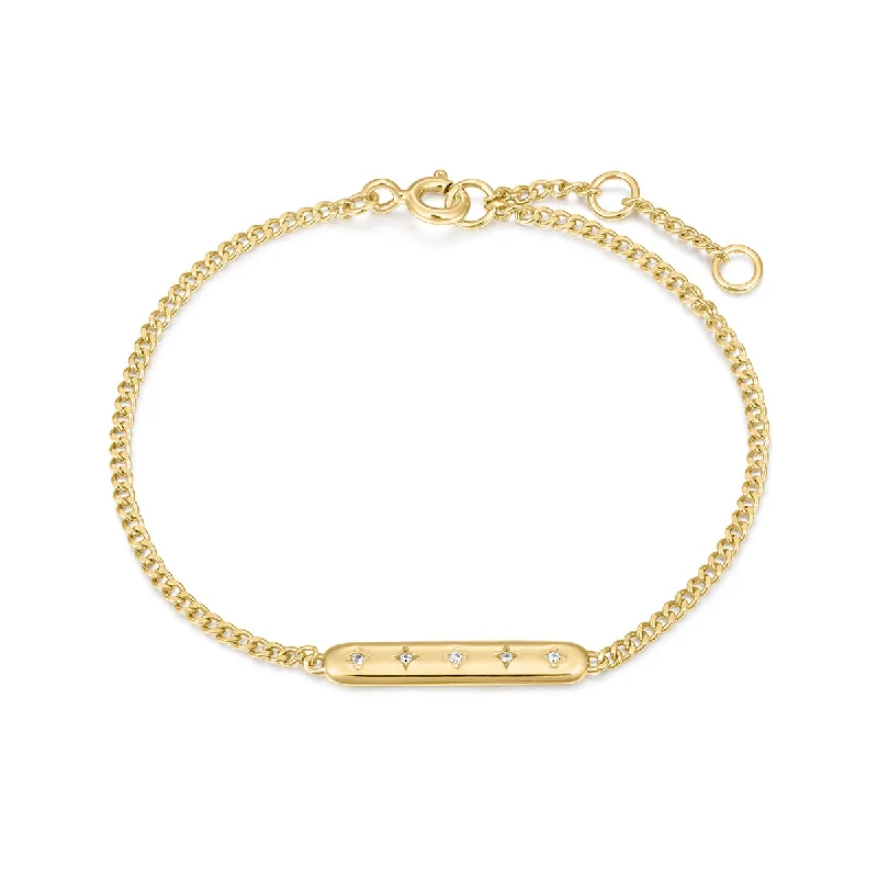 Ladies Romantic Bracelets -Gold Plated Galaxy CZ Bar Bracelet