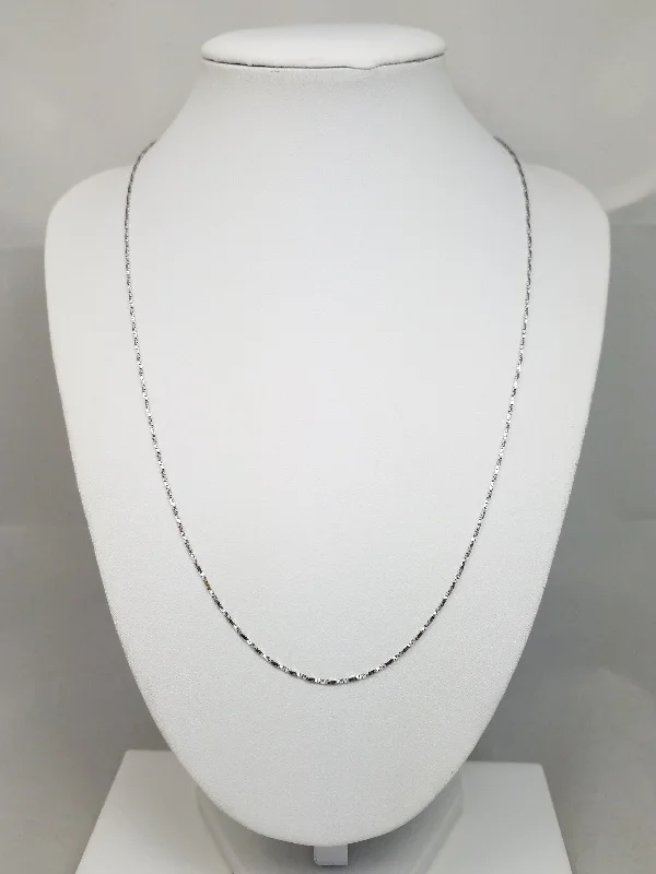 Ladies Necklaces with Gold Fibrolite-Classic 20" 14k White Gold Twisty Box Link Chain Necklace Italy