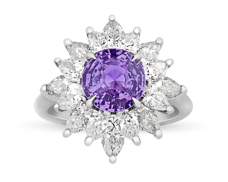 Keepsake Band Rings -Purple Sapphire Ring, 2.53 Carats